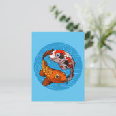 Carte Postale Conception de Yin Yang de carpes Koi drôles Illust (Debout devant)
