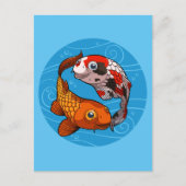 Carte Postale Conception de Yin Yang de carpes Koi drôles Illust (Devant)