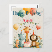 Carte Postale Conception d'enfants d'animaux mignons avec des él (Devant / Derrière)