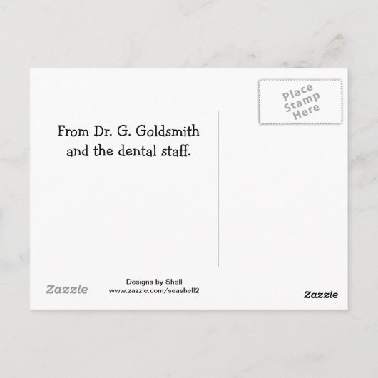 Carte Postale Conception dentaire de dent et de brosse à dents (Dos)