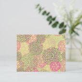 Carte Postale Conception des éclats de fleurs rose et jaune (Debout devant)