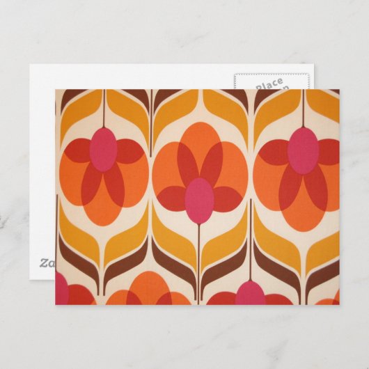 Carte Postale Conception des fleurs rétro (Devant / Derrière)