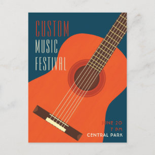 Carte Postale Conception d'illustration de guitare/musique