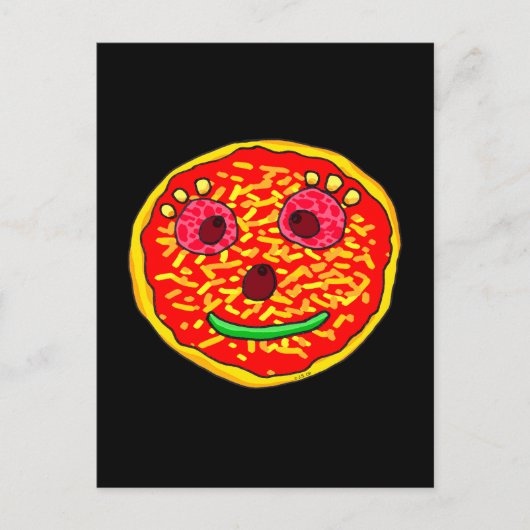 Carte Postale Conception d'illustration de visage de pizza souri (Devant)