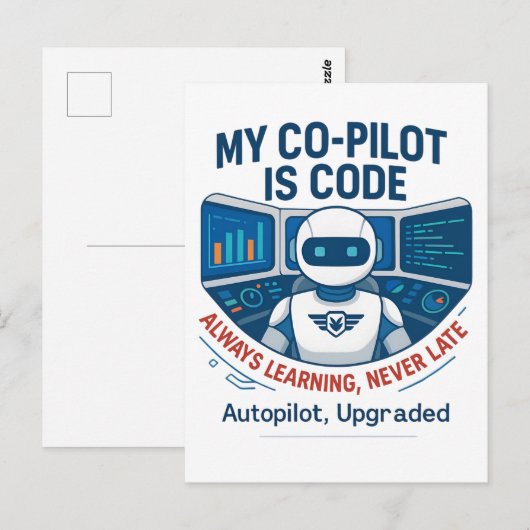 Carte Postale Conception du code de co-pilote de l'intelligence (Devant / Derrière)