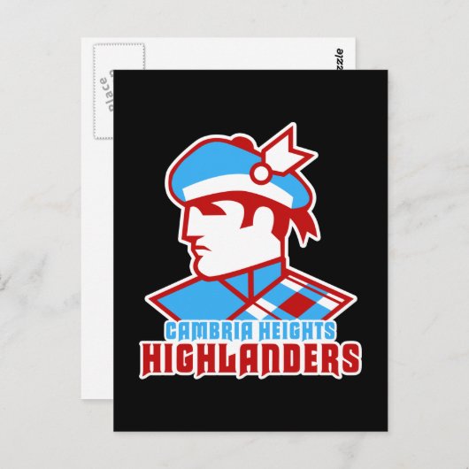 Carte Postale Conception du logo Cambria Heights Highlander (Devant / Derrière)