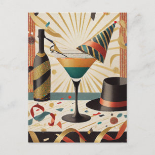 Carte Postale Conception du Nouvel An de l'heure du cocktail mil