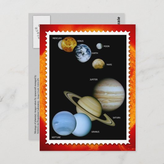 Carte Postale Conception du tampon du système solaire (Devant / Derrière)