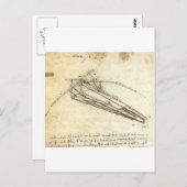 Carte Postale Conception d'une machine volante par Leonardo Da V (Devant / Derrière)