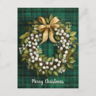 Carte Postale Conception élégante et festive de couronne de Noël