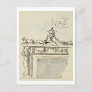 Carte Postale Conception esquissée pour une cheminée (stylo et e