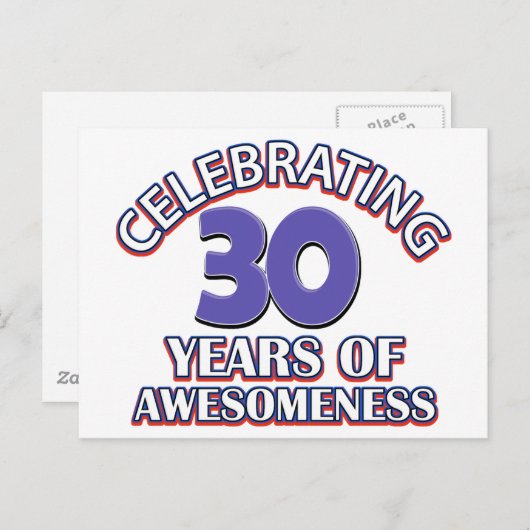 Carte Postale Conception et cadeaux d'anniversaire de 30 ans (Devant / Derrière)