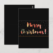 Carte Postale Conception festive de Noël noir et or (Devant / Derrière)