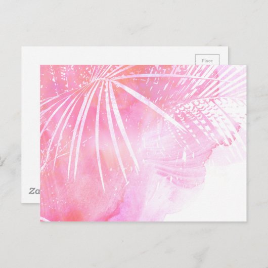 Carte Postale Conception Feuille Abstraite de palmier rose (Devant / Derrière)