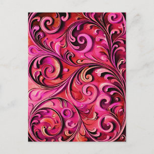 Carte Postale Conception florale Art Nouveau Rose Rousse