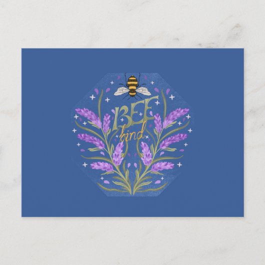 Carte Postale Conception Florale "Bee Kind" - Message de Motivat (Devant)