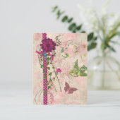Carte Postale Conception florale rose et verte Bella (Debout devant)