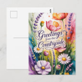 Carte Postale Conception Florale Salutations de la Campagne (Devant / Derrière)