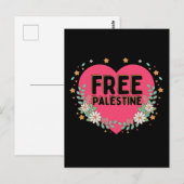 Carte Postale conception graphique du coeur rose de la Palestine (Devant / Derrière)