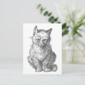 Carte Postale Conception grincheuse vintage de chat (Debout devant)