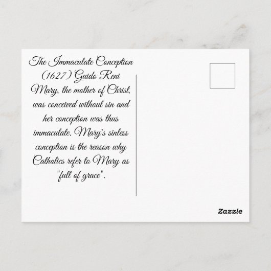 Carte Postale Conception Immaculée (Dos)