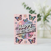 Carte Postale Conception Joyeux Anniversaire avec Papillons Colo (Debout devant)