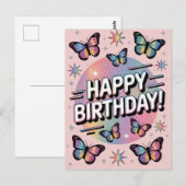 Carte Postale Conception Joyeux Anniversaire avec Papillons Colo (Devant / Derrière)