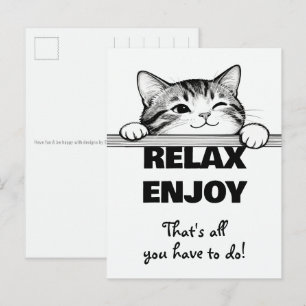 Carte Postale Conception minimaliste de chaton mignon - CHAT 2