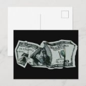 Carte Postale Conception moderne d'un billet de 100 $ froissé (Devant / Derrière)