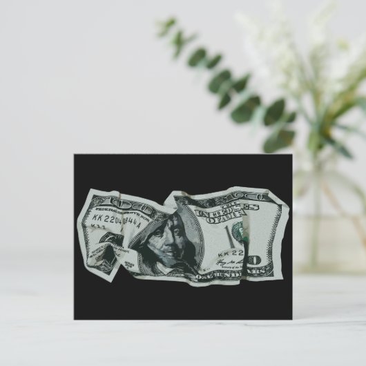 Carte Postale Conception moderne d'un billet de 100 $ froissé (Debout devant)