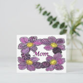 Carte Postale Conception MOM à fleurs violettes (Debout devant)