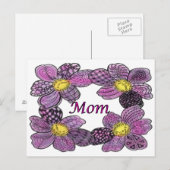 Carte Postale Conception MOM à fleurs violettes (Devant / Derrière)