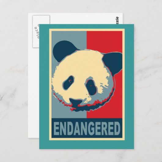 Carte Postale Conception Panda Pop Art en voie de disparition (Devant / Derrière)