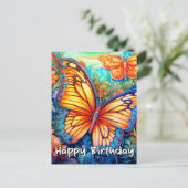 Carte Postale Conception papillon fantaisiste Joyeux Anniversair (Debout devant)