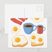 Carte Postale Conception plate moderne de bacon oeufs toast et c (Devant / Derrière)