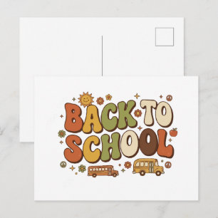 Carte Postale Conception Rétro Groovy de Rentree Scolaire