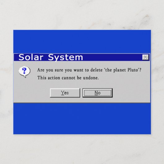Carte Postale Conception rétrogradée drôle de Pluton (Devant)