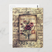 Carte Postale Conception Rose vintage (Devant / Derrière)