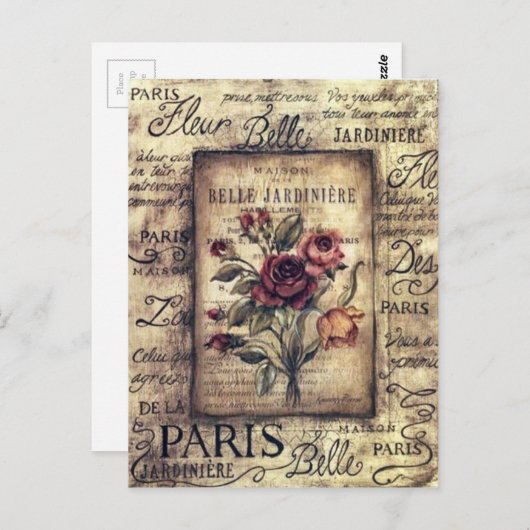 Carte Postale Conception Rose vintage (Devant / Derrière)