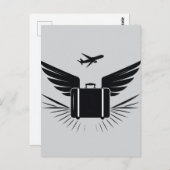 Carte Postale Conception silhouette noire d'une valise de voyage (Devant / Derrière)