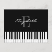 Carte Postale Conception simple de monogramme de piano (Devant)
