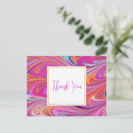 Carte Postale Conception tourbillonnante rose et orange trippy M (Debout devant)