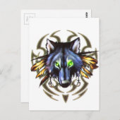 Carte Postale Conception tribale de tatouage de loup (Devant / Derrière)