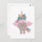 Carte Postale Conception Unicorne Arc-en-ciel mignon (Devant / Derrière)