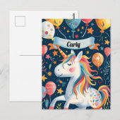 Carte Postale Conception Unicorne pour enfants (Devant / Derrière)