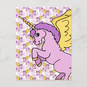 Carte Postale Conception Unicorne violette et rose