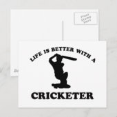 Carte Postale Conception vectorielle de cricket (Devant / Derrière)