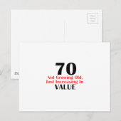 Carte Postale conceptions d'anniversaire de 70 années (Devant / Derrière)