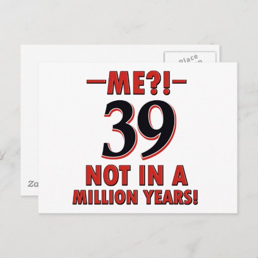 Carte Postale conceptions de 39e anniversaire (Devant / Derrière)
