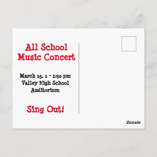 Carte Postale Concert de musique Spread the Word (Dos)